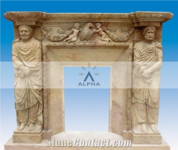 Decorative Marble Fireplace Surrounds, Beige Marble Fireplace Surrounds