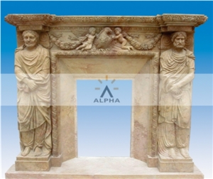 Decorative Marble Fireplace Surrounds, Beige Marble Fireplace Surrounds