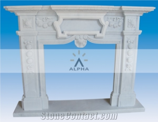 Decorative Stone Fireplace Mantels, Beijing White Marble Fireplace Mantels