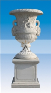 Italian Garden Flowerpot, Beijing Masha White Marble Pot