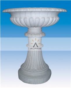 Italian Style Garden Flowerpot, China Absolute White Marble Pot