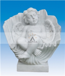Little Angel, White Marble Sculpture, Statue Little Angel, White Marble Sculpture, Statue