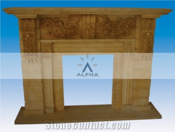 Marble Fireplace Mantel Shelf, Yellow Marble Fireplace Mantel