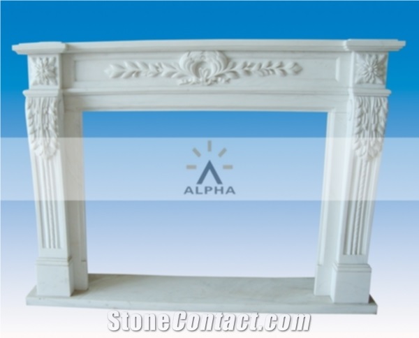 Natural Stone Fireplace Mantel, Beijing White Marble Fireplace Mantel