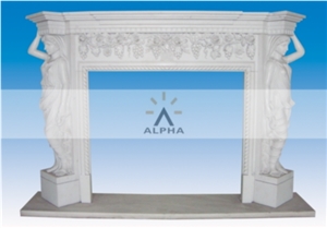 Natural Stone Fireplace Surrounds, Beijing White Marble Fireplace Surrounds