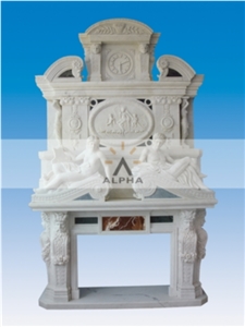 Overmantel Stone Fireplace, Beijing White Marble Fireplace Overmantel Stone Fireplace, Beijing White Marble Fireplace
