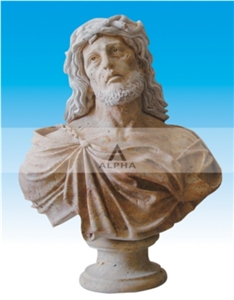 Sad Old Man Travertine Sculpture