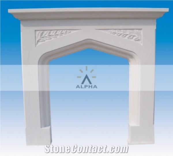 Solid White Marble Fireplace, Beijing White Marble Fireplace
