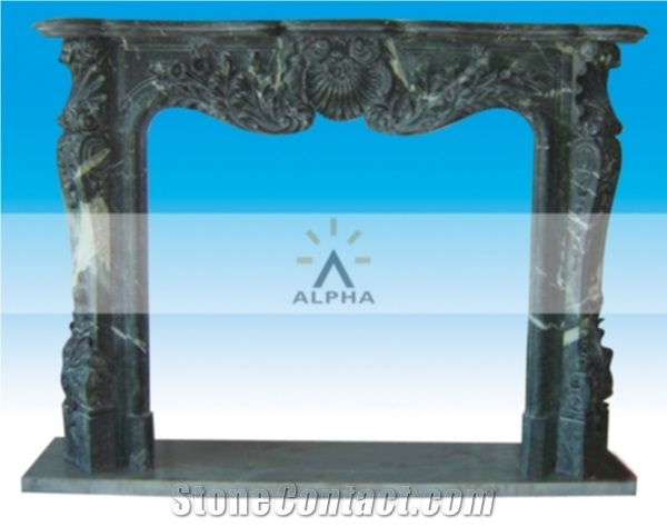 Stone Fireplace Mantel, Green Marble Fireplace Mantel