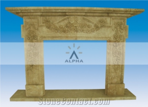 Stone Fireplace MantelFireplace Mantel, China Yellow Travertine Fireplace Mantel