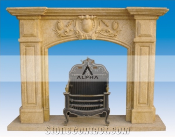 Yellow Stone Fireplace Mantel, Yellow Marble Fireplace Mantel