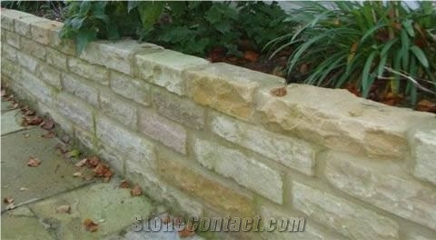 Mint Yellow Garden Walling, Mint Yellow Sandstone Garden Wall