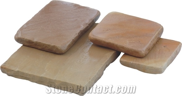 Tumbled Modak Sandstone Paving Tiles, Modak Pink Sandstone Cobble, Pavers