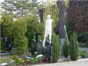 White Marble Sculpture with Grey Granite Monument, Zulova Grey Granite Monument