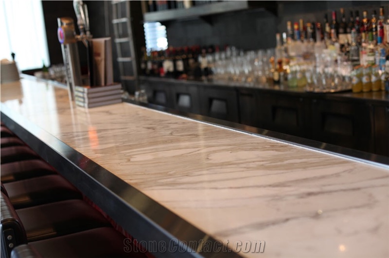 Calacatta Vagli Marble Bar Top, Calacatta Vagli White Marble Bar Top
