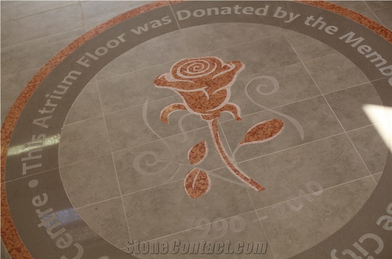 Rosso Verona Marble Floor Medallion, Rosso Verona Red Marble Floor Medallion