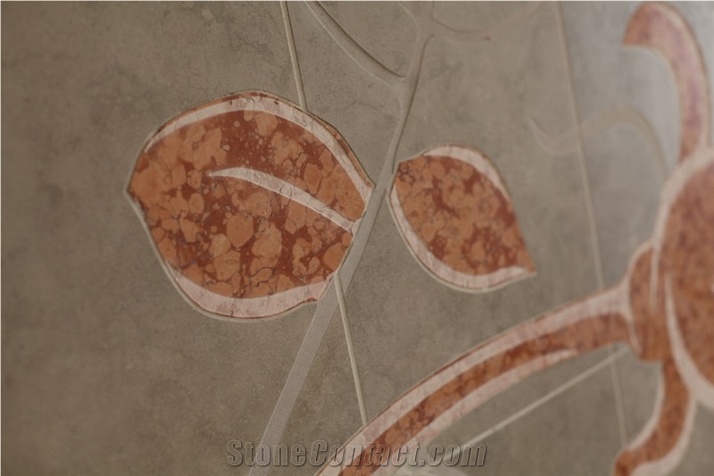 Rosso Verona Marble Floor Medallion, Rosso Verona Red Marble Floor Medallion