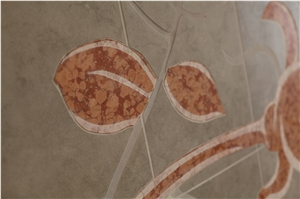 Rosso Verona Marble Floor Medallion, Rosso Verona Red Marble Floor Medallion