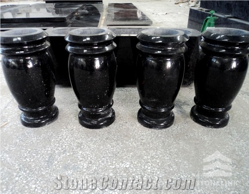 Black Galaxy Granite Monumental Vase