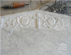 Monument Head, Bianco Carrara Marble Tombstone, Bianco Carrara White Marble Tombstone