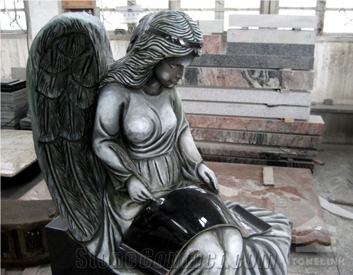 Monument Head Stone, China Black Granite Tombstone, China Diamond Black Granite Tombstone