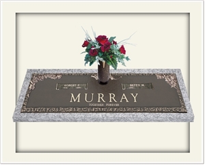 Companion Memorials with Vase, Autumn Rose Brown Granite Slant Grave