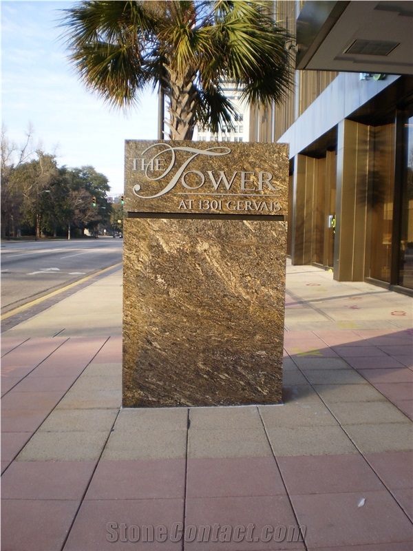 Granite Signage, Cosmos Brown Granite Sign