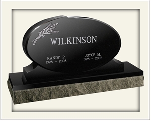 Upright Headstone, Virginia Mist Black Granite Headstone