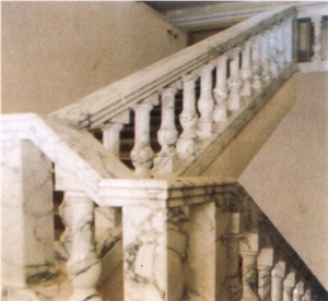 Balustrades, Railings, Arabescato Carrara White Marble Balustrades