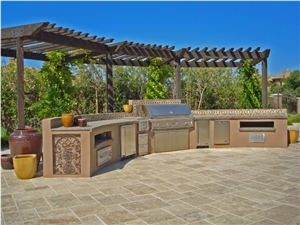 Travertine Pattern Patio Landscape, Tuscany Canyon Beige Travertine Patio
