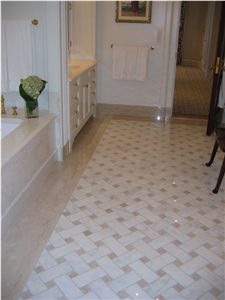 Residental Custom Bathroom Design, Bianco Lasa White Marble Bathroom Design