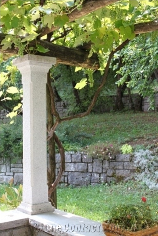 Stone Columns Of Different Treatments, Lipica Unito Grey Limestone Columns