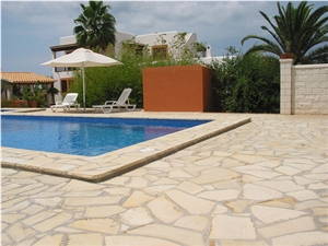Solnhofen Stone Pool Deck Flagstone Pavement, Solnhofen Stone Yellow Limestone Pool Deck