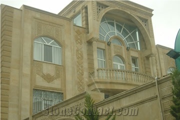 Limestone Facade, Exterior Wall Cladding, Azeri Beige Limestone Facade