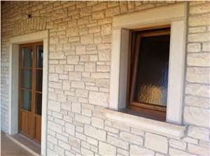 Giallo Istria Limestone Masonry Wall, Giallo Istria Beige Limestone Masonry