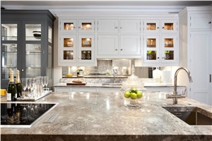 Blanco Lunar Quartzite Worktop, Luce Di Luna White Quartzite Kitchen Countertops