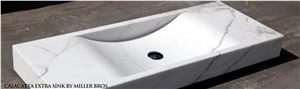 Calacatta Extra Marble Sink by Miller Bros, Calacatta Carrara White Marble Sink