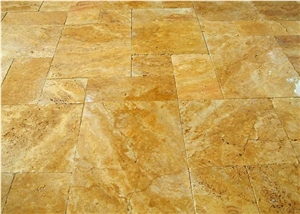 Yellow Travertine Tumbled Pattern, Afyon Yellow Travertine Tiles Yellow Travertine Tumbled Pattern, Afyon Yellow Travertine Tiles