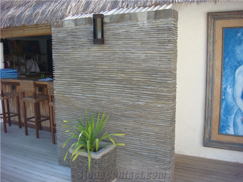 Slate Walling, Ledge Stone, Stacked Stone, Oyster Beige Slate Stacked Stone