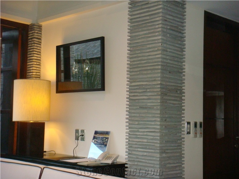 Slate Walling, Ledge Stone, Stacked Stone, Oyster Beige Slate Stacked Stone
