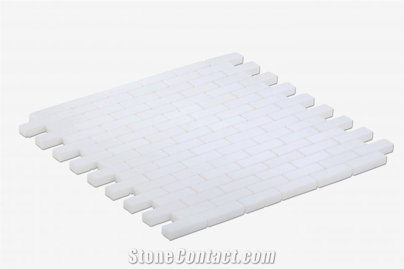 Thassos Extra White Marble Brick Honed Mosaic Tile