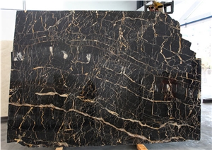 Black and Gold Marble Slabs, Pakistan Black Marble