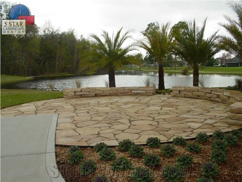 Buff Select Flagstone & Tan Tennessee Snapped Slab, Birmingham Buff Beige Sandstone Flagstone