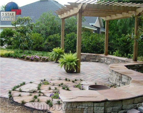 Classic Oak Sandstone Thin Flagstone Patio, Classic Oak White Sandstone Flagstone Patio