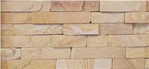 Teakwood Sandstone Stepped Panel/Corner Veneer Sto, Teak Wood Yellow Sandstone Corners