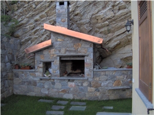 Barbeque Cover in Lucerne Stone Granite Insert, Pietra Di Luserna Grey Quartzite Barbeque