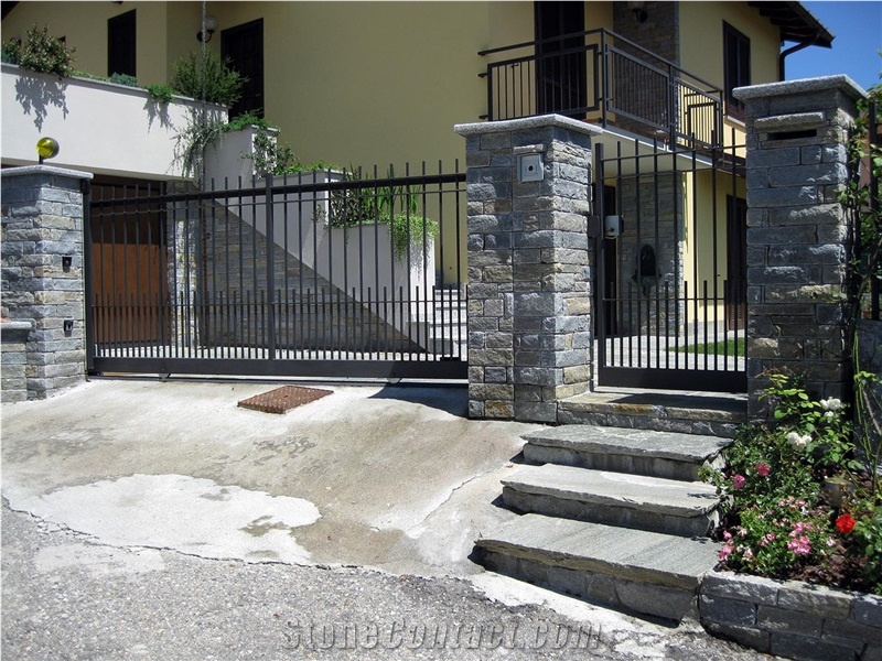 Pietra Di Luserna Quartzite Gate Post, Pietra Di Luserna Grey Quartzite Gate Post