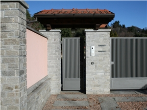 Entry Design with Solid Beola Bianca Quartzite, Beola Bianca Grey Quartzite Gates, Fence