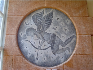 Blue Grey Limestone Etching