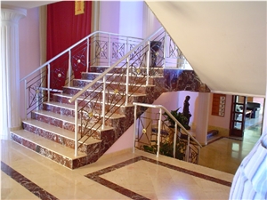 Turkey Rosso Lepanto Marble Stairs, Turkey Rosso Lepanto Red Marble Stairs
